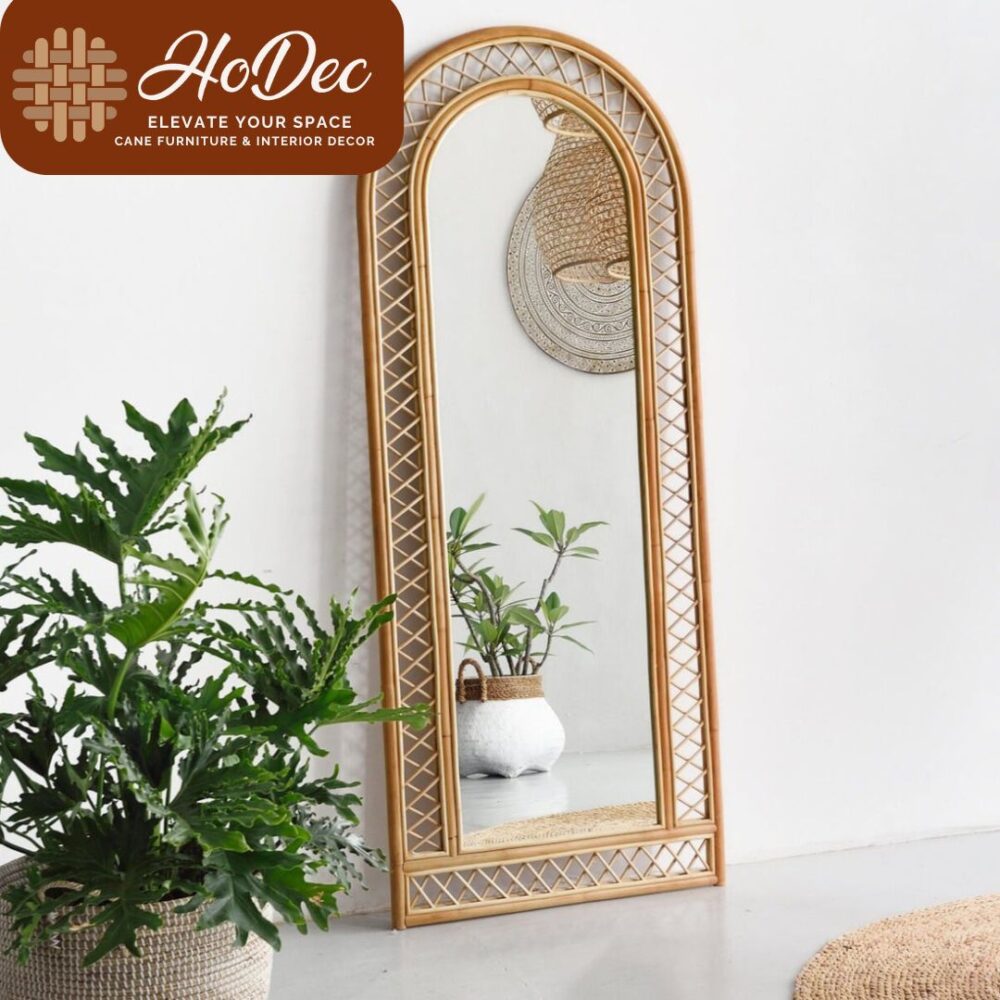 Cane Wall Standing Mirror